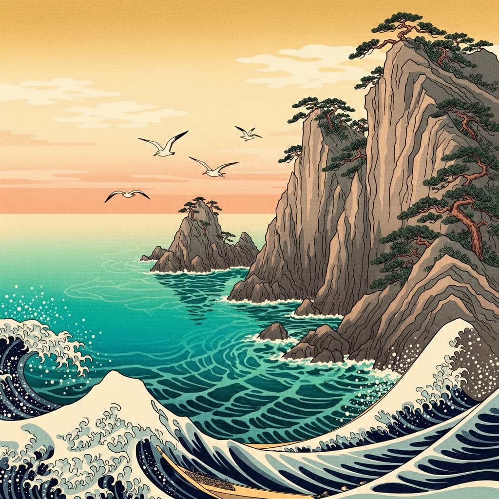Japanese Ukiyo-e Seascape